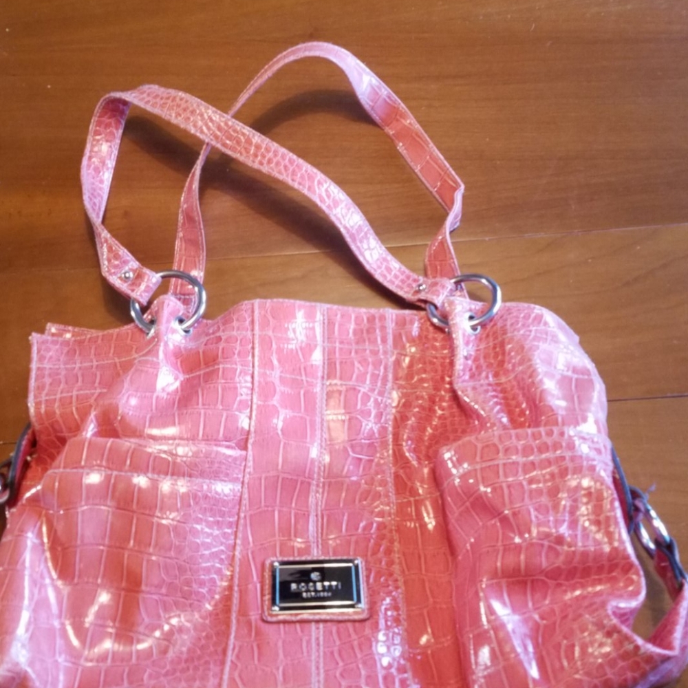 Coral feaux alligator Rosetti shoulder bag